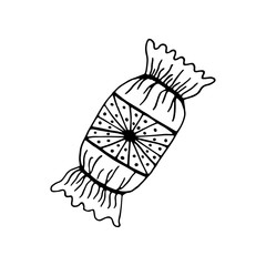 Hand drawn candy isolated on a white background. Doodle, simple outline illustration. It can be used for decoration of textile, paper.