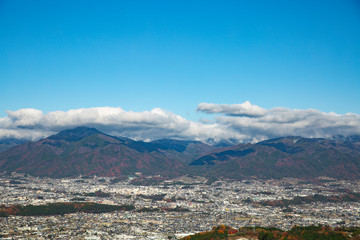 神ノ峰城跡から見る飯田・松川など下伊那の秋の風景　2019年11月撮影