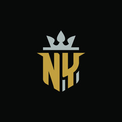 Initial Letter NY with Shield King Logo Design