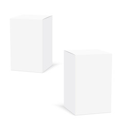 3D blank white product packaging boxes isolated. Vector