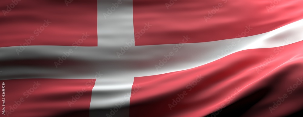 Wall mural denmark national flag waving texture background. 3d illustration