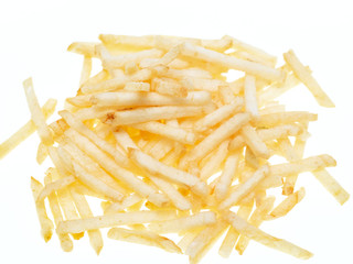 thin straw fried potatoes on a white background