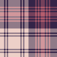 Tartan plaid pattern background. Seamless herringbone check plaid graphic in purple and pink for scarf, blanket, throw, duvet cover, or other modern autumn winter fabric print.