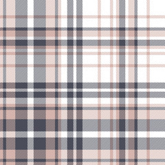 Plaid pattern seamless vector graphic. Blue pink white tartan check plaid for flannel shirt, duvet cover, blanket, or other modern spring and summer textile design. Striped texture. - 326590192