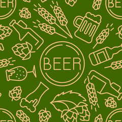 Beer icons pattern. Brewery seamless background. Seamless pattern vector illustration