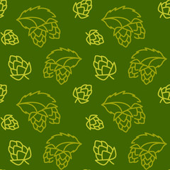 Brewery hop icons pattern. Craft beer seamless background. Seamless pattern vector illustration
