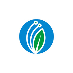 Fototapeta premium Eco leaf technology design symbol vector illustration