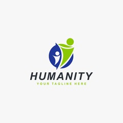 Humanity logo design. Teamwork abstract symbol. People care full color vector icons.