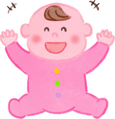 赤ちゃん笑う　水彩