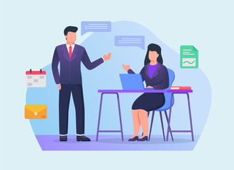 business partners team discussion between man and woman on office