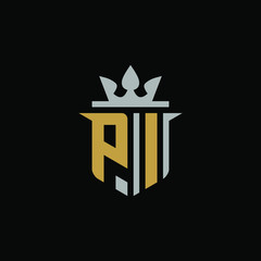 Initial Letter PI with Shield King Logo Design