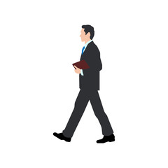 Walking business person sihouette illustration (side view)