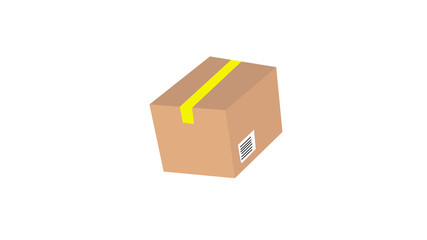 Delivery box, cardboard flat line colored icon