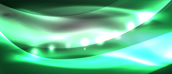 Naklejka premium Abstract background. Shiny design neon waves with light effects, techno trendy design. Vector Illustration For Wallpaper, Banner, Background, Card, Book Illustration, landing page