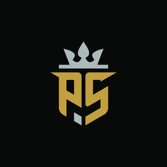Initial Letter PS with Shield King Logo Design
