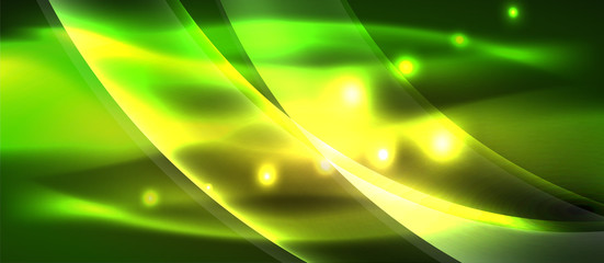 Abstract background. Shiny design neon waves with light effects, techno trendy design. Vector Illustration For Wallpaper, Banner, Background, Card, Book Illustration, landing page