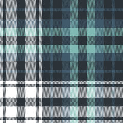 Seamless tartan plaid pattern texture. Dark check plaid in blue, green, and white for autumn winter flannel shirt, scarf, blanket, throw, duvet cover, or other modern textile print.