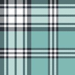 Tartan plaid pattern background. Seamless herringbone check plaid graphic in light teal and white for scarf, blanket, throw, duvet cover, or other modern autumn winter fabric design.