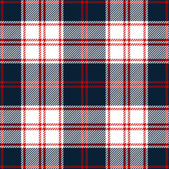 Tartan plaid pattern background. Seamless classic check plaid graphic in blue, red, and white for scarf, flannel shirt, blanket, throw, duvet cover, or other autumn winter fabric design.