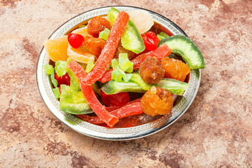 Assortment of tasty dried fruits
