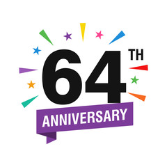 64th Years Anniversary Logo Design Vector	