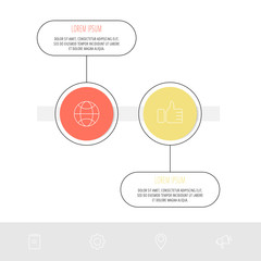 Vector template circle infographics. Business concept with 2 options and labels. Two steps for diagrams, flowchart, timeline