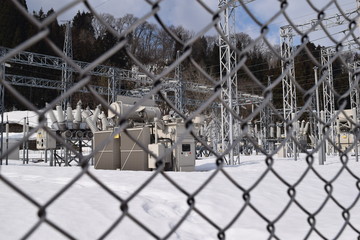 Obraz premium 屋外変電設備