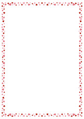 Obraz premium Elegant frame with decorative rosy hearts. Perfect for wedding invitations, postcards, decor, girls' celebrations and more. A4 sheet proportion.