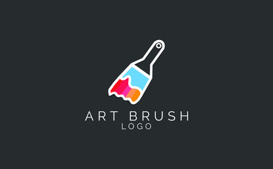 Brush vector logo template. Emblem with brush for painting.
