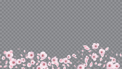 Spring Flowers. Modern Invitation For Web Design. Magenta on Transparent. Abstract Closeup On Soft Transparent Backdrop.