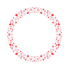 Elegant round frame with decorative rosy hearts. Perfect for wedding invitations, postcards, decor, girl celebrations and more. 