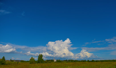 Orthodox Church on the background of clouds