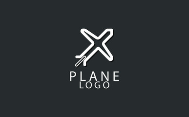 Plane Logo Design. Creative vector icon with plane and ellipse shape.