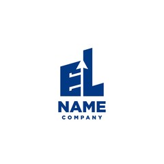 EL monogram logo with a negative space style arrow up design template
