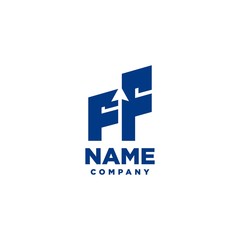 FF monogram logo with a negative space style arrow up design template