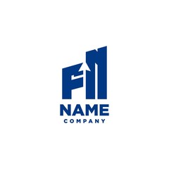 FN monogram logo with a negative space style arrow up design template
