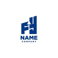 FY monogram logo with a negative space style arrow up design template