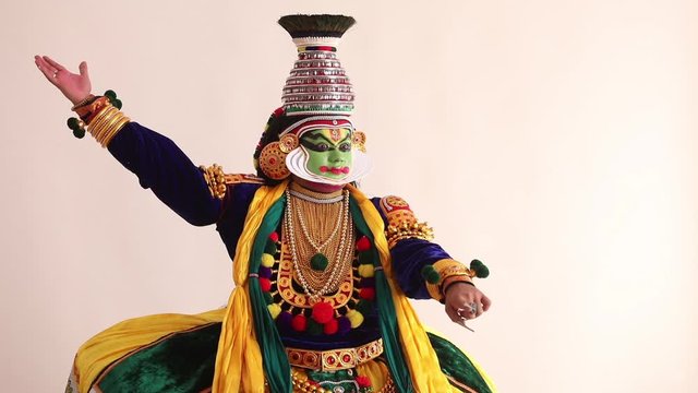 Kathakali dancer expressing agression through a mudra. 