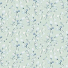 Papier Peint photo Style japonais Modèle sans couture de fleurs de cerisier rose en fleurs dans un style Aquarelle avec fond blanc. Décoration de branche de sakura japonais en fleurs d& 39 été