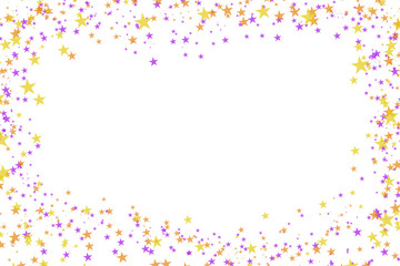 Abstract colorful confetti frame. Stars Isolated on the white