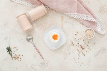 Fresh boiled egg on white background