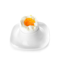 Fresh boiled egg on white background