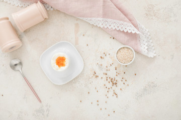 Fresh boiled egg on white background