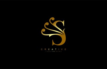 S Linked Abstract Flourish Gold Color Monogram Shape Vector Logo