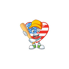 An active healthy independence day love mascot design style playing baseball