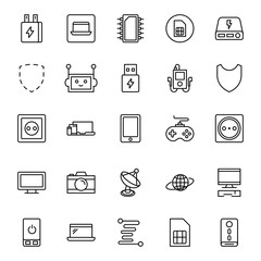 Electronics set line icons