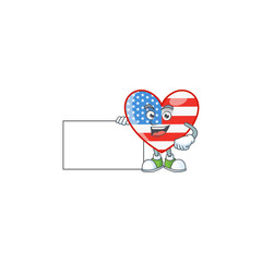 Cute funny independence day love cartoon character having a board