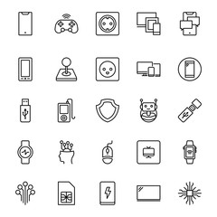 Electronics set line icons