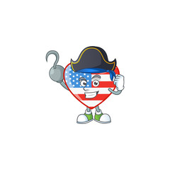 Calm one hand Pirate independence day love mascot design wearing hat