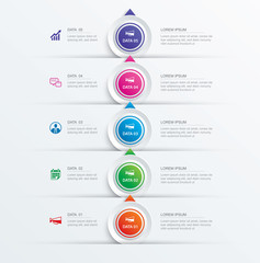 5 circle step infographic with abstract timeline template. Presentation step business modern background.